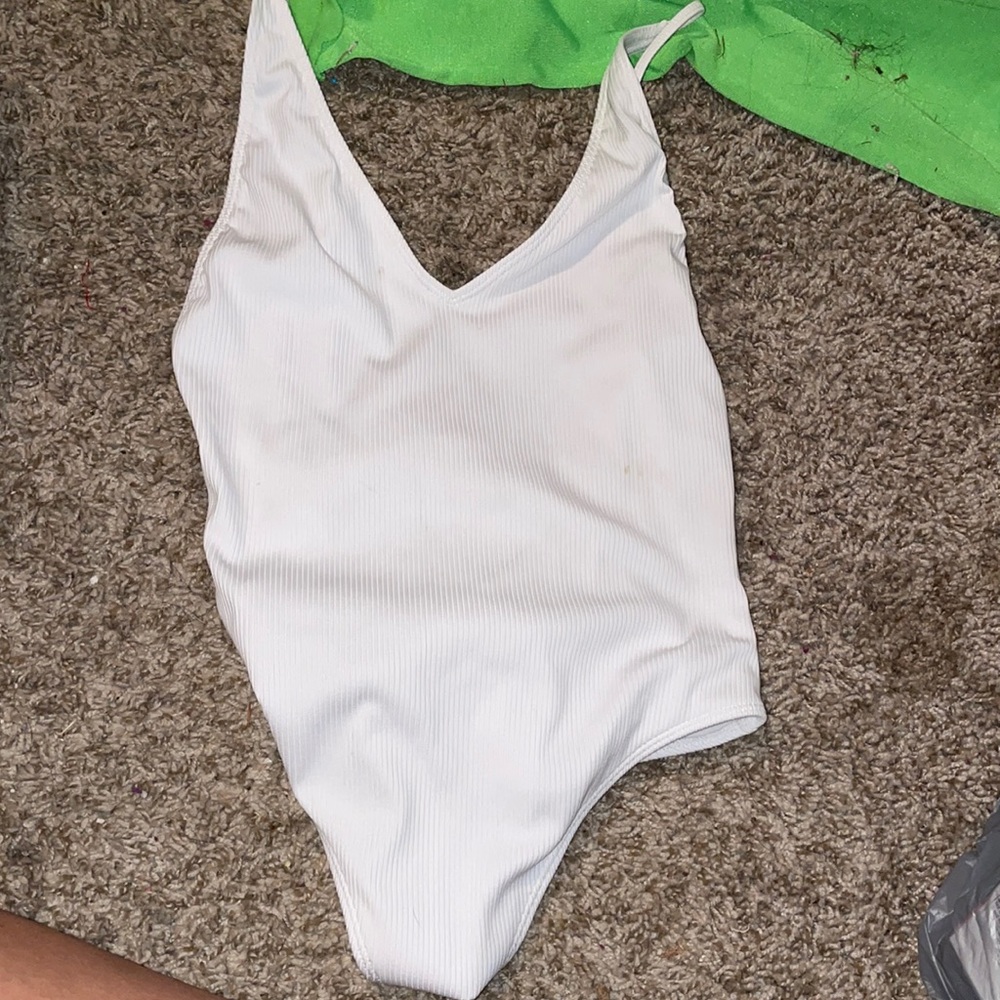 One piece white swim suit